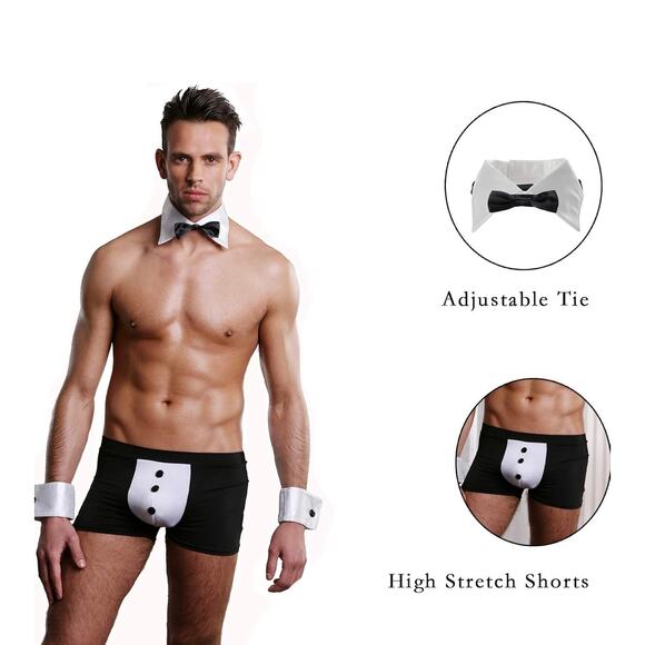 Edenight Men’s Tuxedo Boxer Brief Costume – Bow Tie & Cuffs – One Size – New - Picture 3 of 9